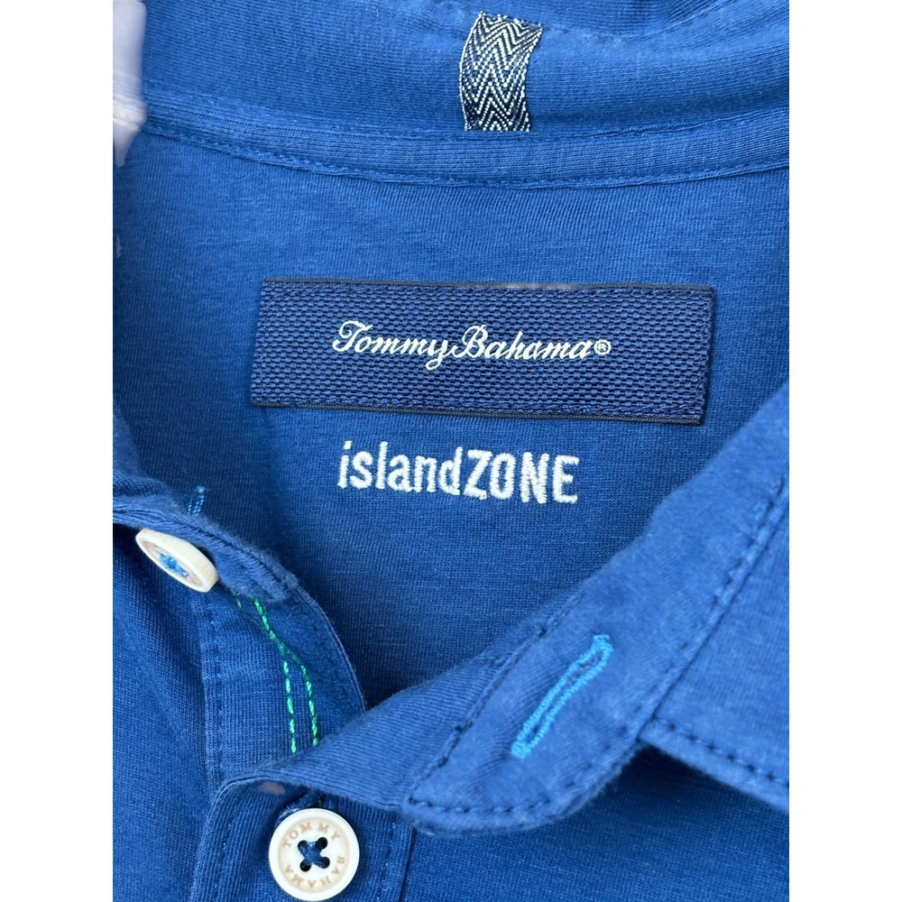 Tommy Bahama IslandZone Mens Blue Short Sleeve Polo Shirt Marlin Logo XL